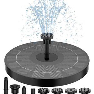 2.5W Solar Bird Bath Fountain Pump, Solar Fountain Pump for Bird Bath w 6 Nozzle